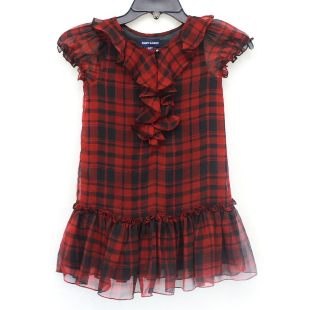 Ralph Lauren navy label preppy Holidays Christmas party dress lined plaid 4 4T